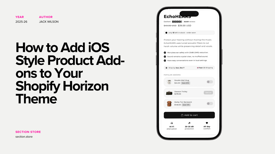 How to Add iOS Style Product Add-ons to Shopify Horizon Theme